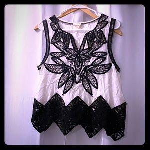 Meadow Rue black and off white tank